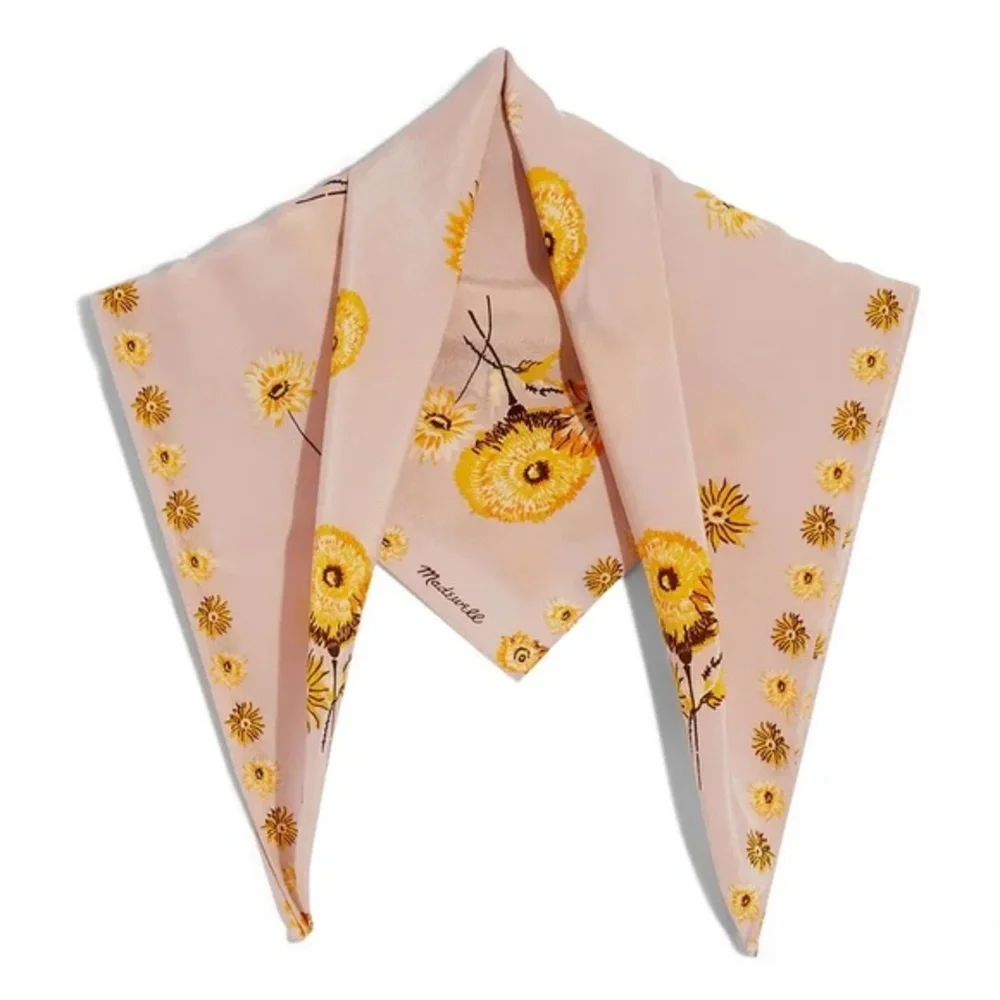 Madewell Bandana Silk Scarf Gold Flower